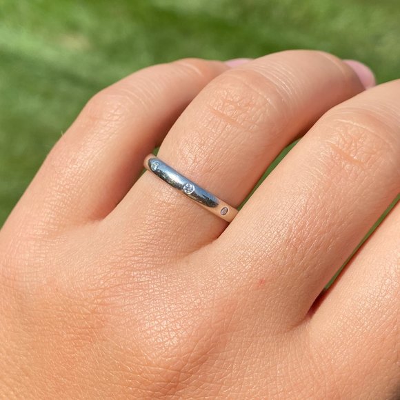 Benchmark Signed White Gold Natural Diamond Stackable Band - Picture 5 of 7